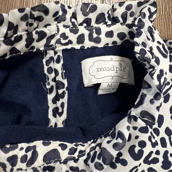 Mud Pie Nsomi Ruffle Dress in Navy Leopard SZ MED - Picture 5 of 6